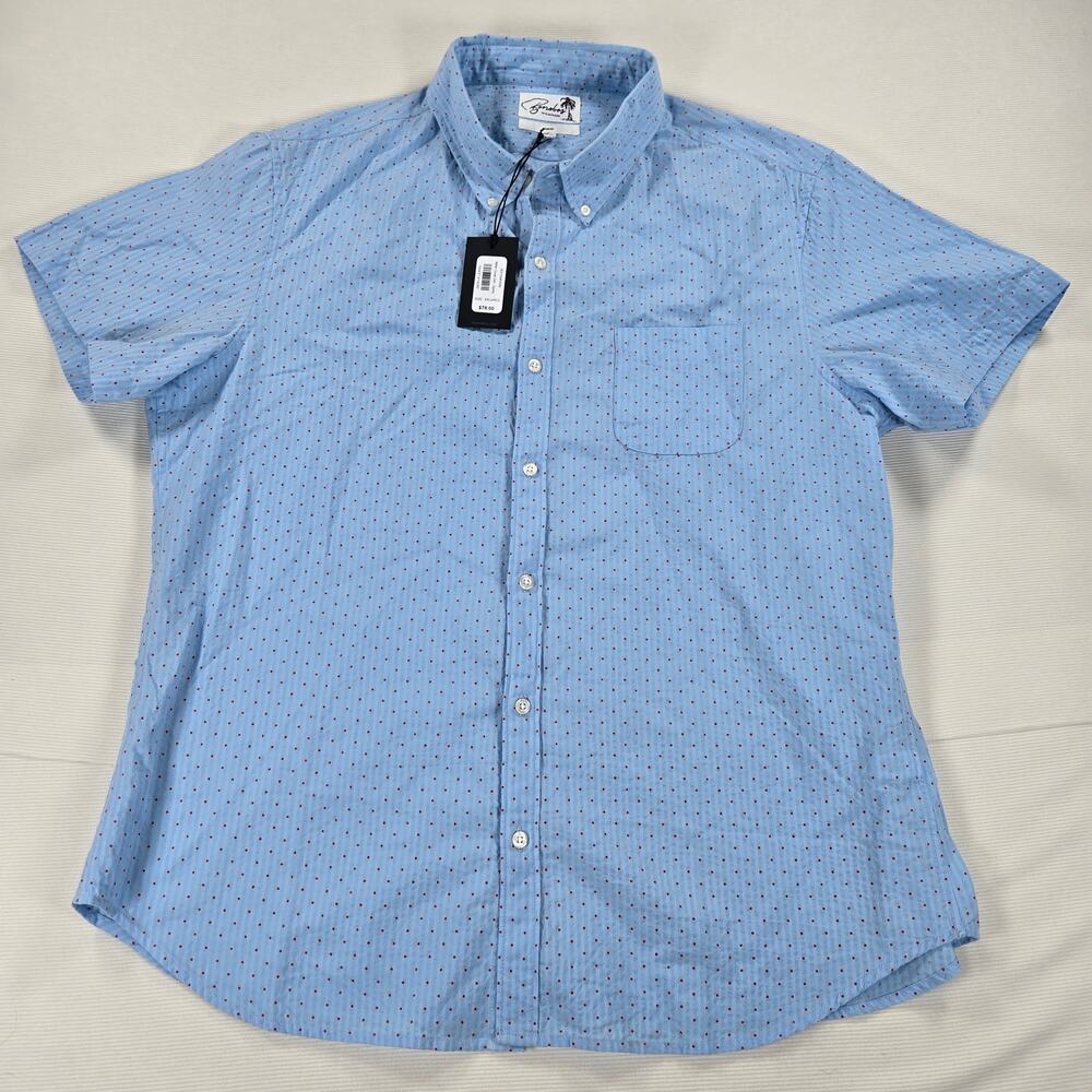 NWT Bonobos Miller Cove Dot Short Sleeve Blue Button Up Slim Fit Shirt Size XXL